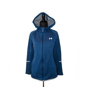 Womens Under Armour Cold Gear Loose Zip Jacket Blue Hooded Jacket Size Small S